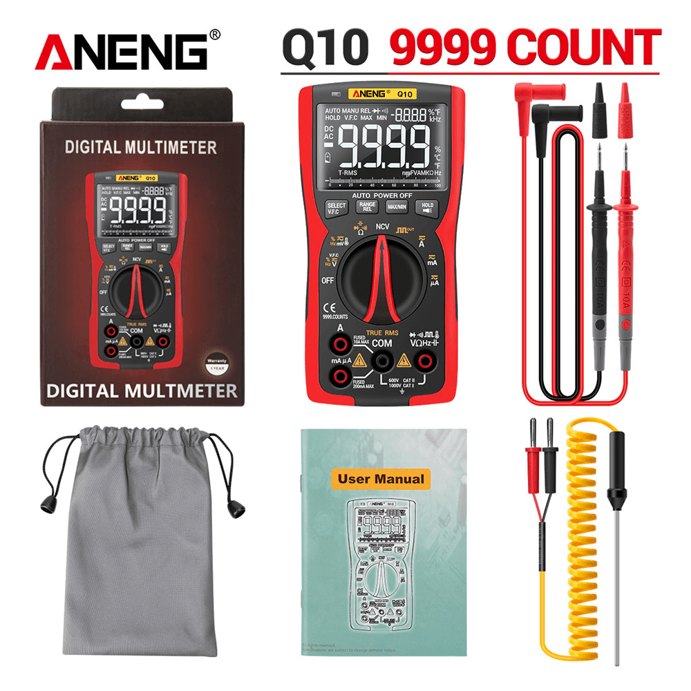 ANENG Q10 Digital Multimeter 9999 Professional Tester Multimeter True RMS Analog DIY Transistor Capacitor NCV Testers Lcr Meter - MRSLM