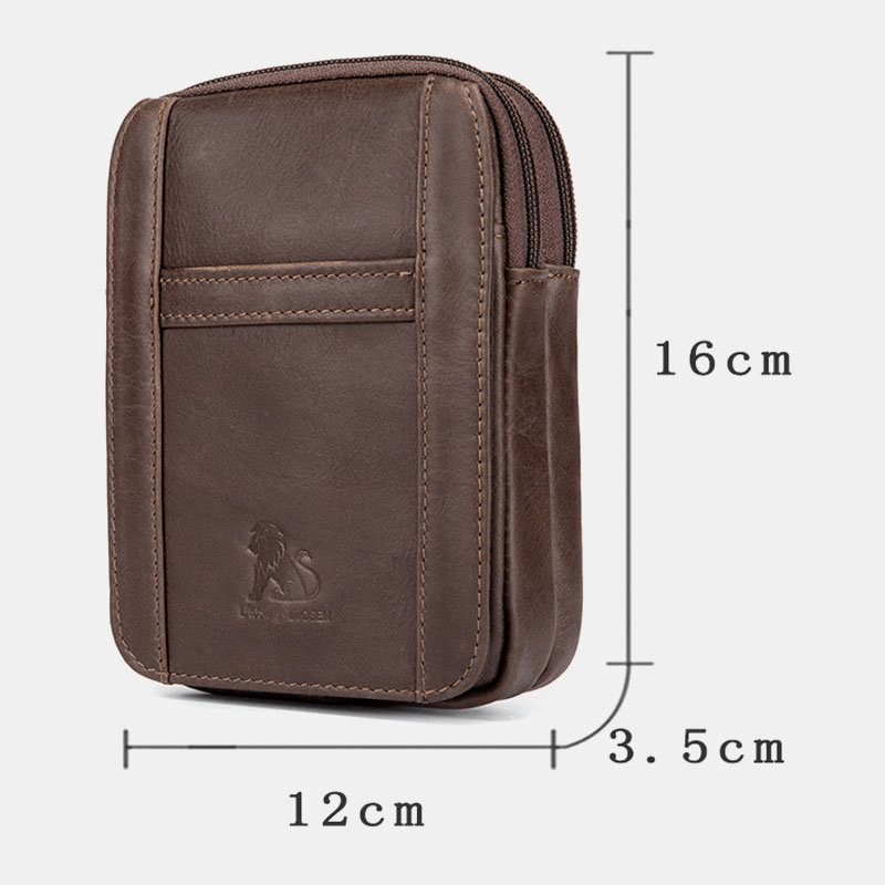 Men Genuine Leather Retro Outdoor 6.5 Inch Phone Bag Belt Hand Free Waist Bag - MRSLM