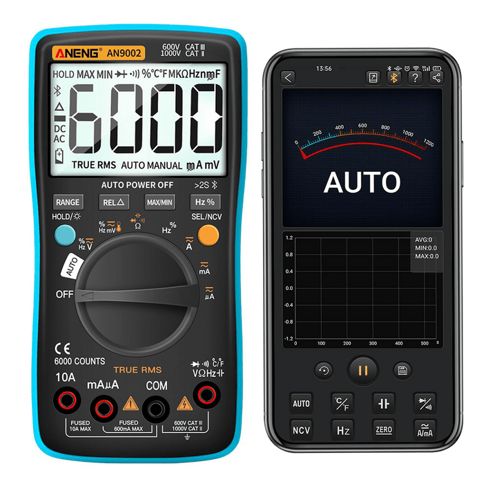 ANENG AN9002 Digital Bluetooth True RMS Multimeter 6000 Counts Professional Auto Multimetro AC/DC Current Voltage Tester - MRSLM