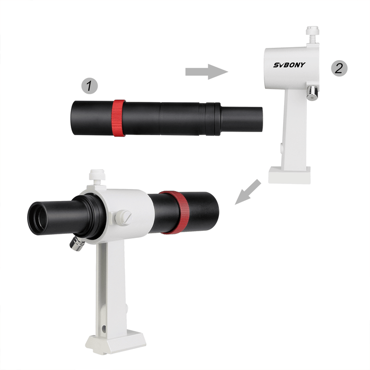 SVBONY SV182 6X30 Metal Finderscope for Astronomy Telescope with Crosshairs and Bracket - MRSLM