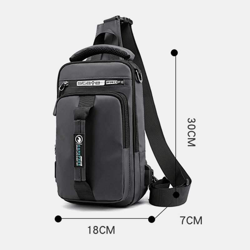 Men Nylon USB Charging Casual Outdoor Brief Chest Bag Shoulder Bag Backpack - MRSLM