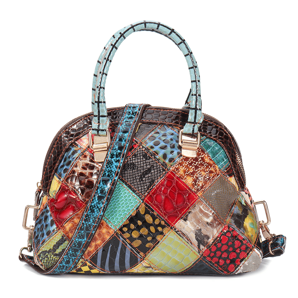 Women Genuine Leather Bohemian Floral Handbag - MRSLM