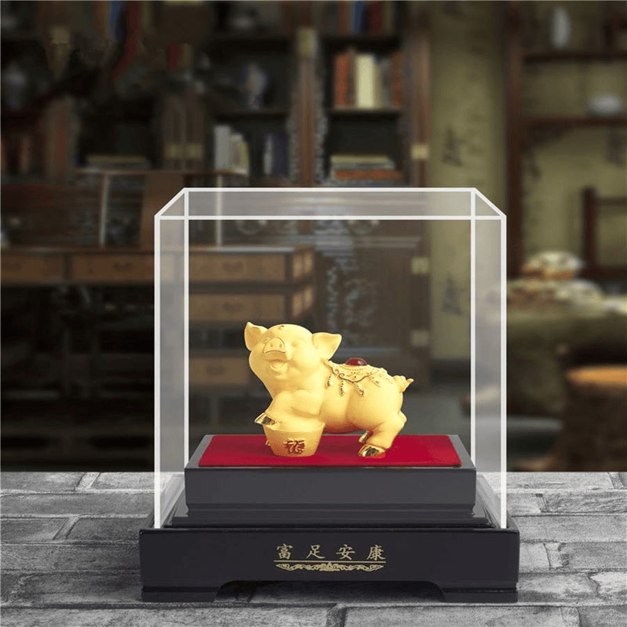 2019 Chinese Zodiac Gold Pig Money Wealth Statue Office Home Decorations Ornament Gift - MRSLM