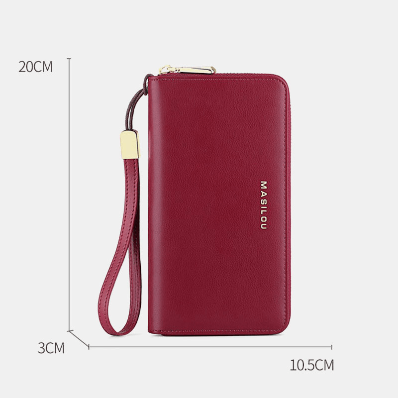 Women Long Large Capacity Genuine Leather Wallet Simple RFID Anti-Theft 6.5 Inch Clutch Wallet Multi-Card Slots Card Holder Purse - MRSLM