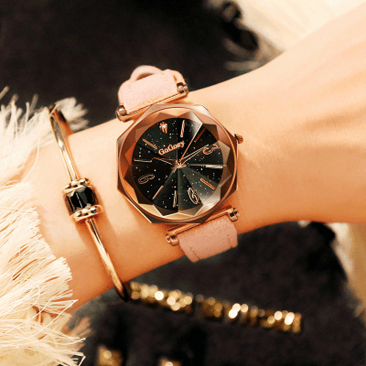 DEFFRUN 230 Elegant Starry Sky Decoration Mesh Steel Fashion Women Watch Quartz Watch - MRSLM