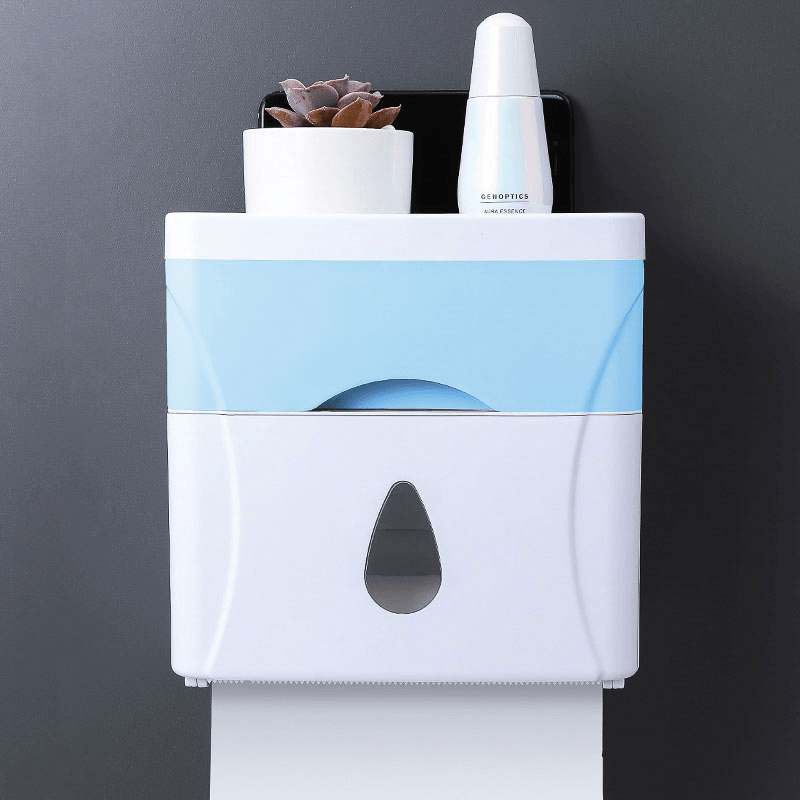 Wall Mounted Press Open Waterproof Double-Deck Paper Rolled Toilet Tissue Box - MRSLM