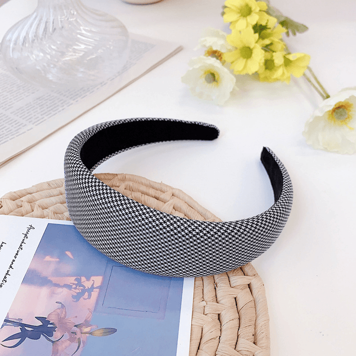 Houndstooth Sponge Headband Fashion Wide Edge Fabric - MRSLM