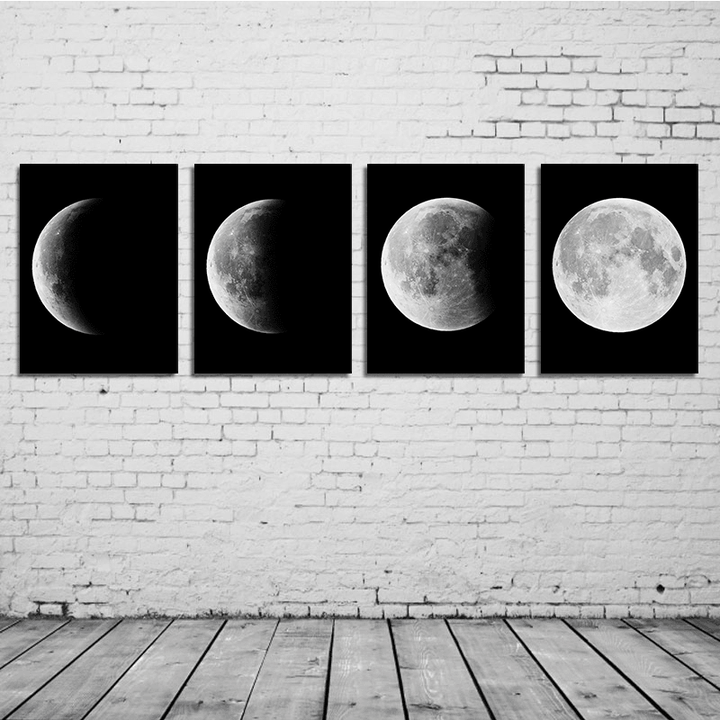 Miico Hand Painted Four Combination Decorative Paintings Gradient Moonlight Wall Art for Home Decoration - MRSLM