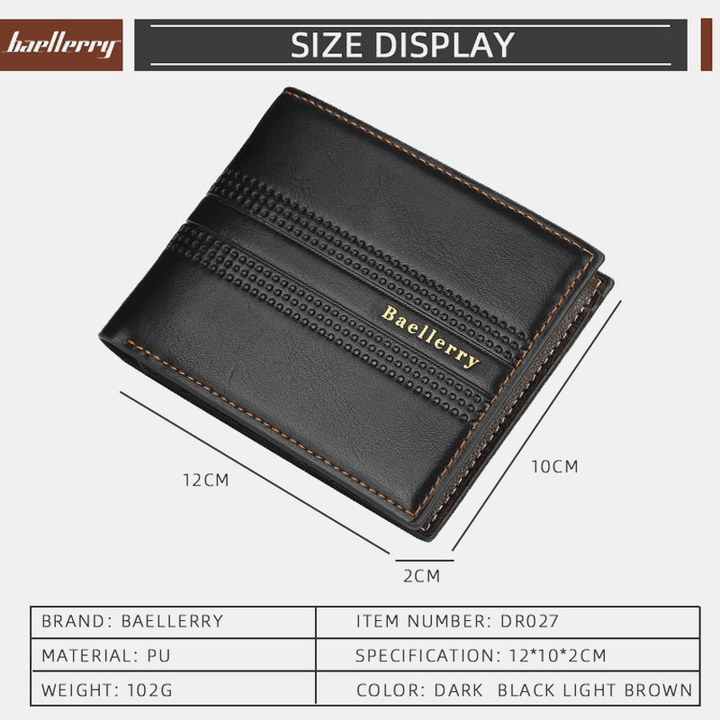 Baellerry Men Faux Leather Fashion Business Casual Wallet with 6 Card Slots - MRSLM