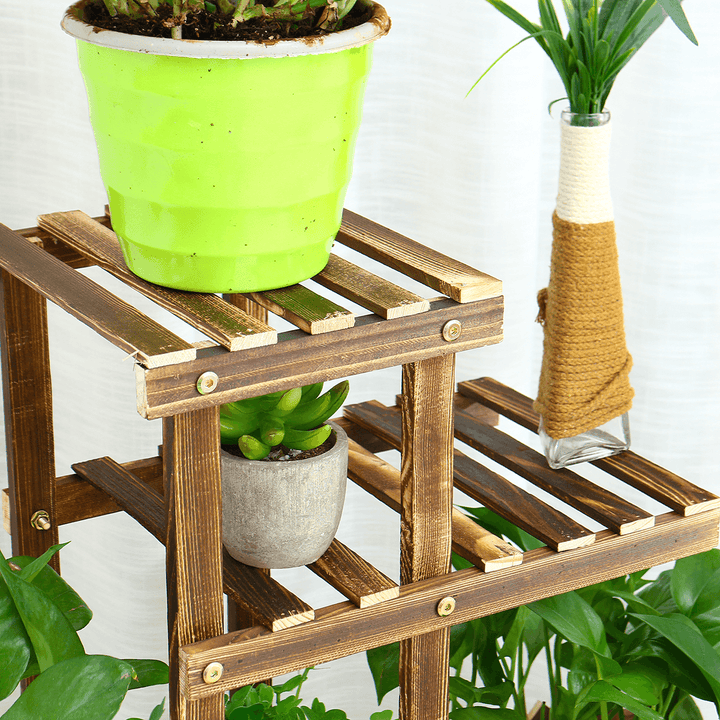 Wooden Succulent Flower Pot Stand Indoor Balcony Floor Stand Garden Decoration - MRSLM