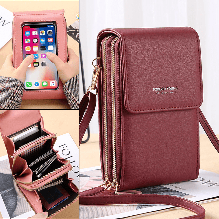 Women 6.5 Inch Touch Screen Bag RFID Clutch Bag Card Bag Large Capacity Multi-Pocket Crossbody Phone Bag - MRSLM