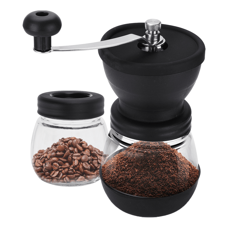 Coffee Mill Grinder Nut Stainless Steel Handle 2 Jars with Lid - MRSLM