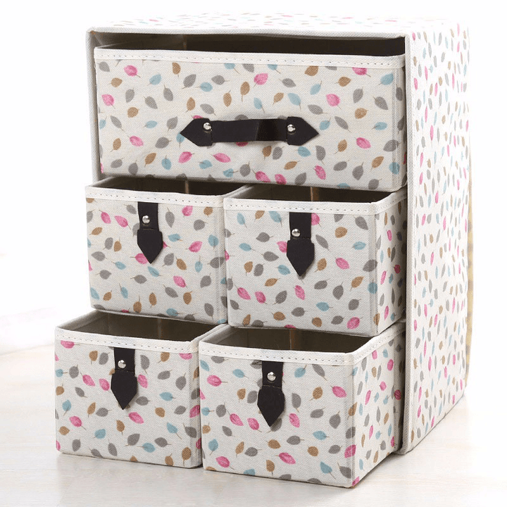 Three Layer Storage Box Five Drawer Non-Woven Underwear Cosmetic Makeup Sundries Organizer - MRSLM