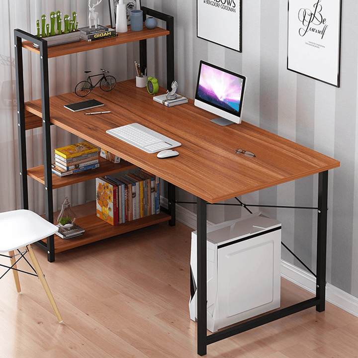 Computer Laptop Desk Writing Study Table Bookshelf Storage Rack Desktop Workstation with Storage Shelves Home Office Furniture - MRSLM