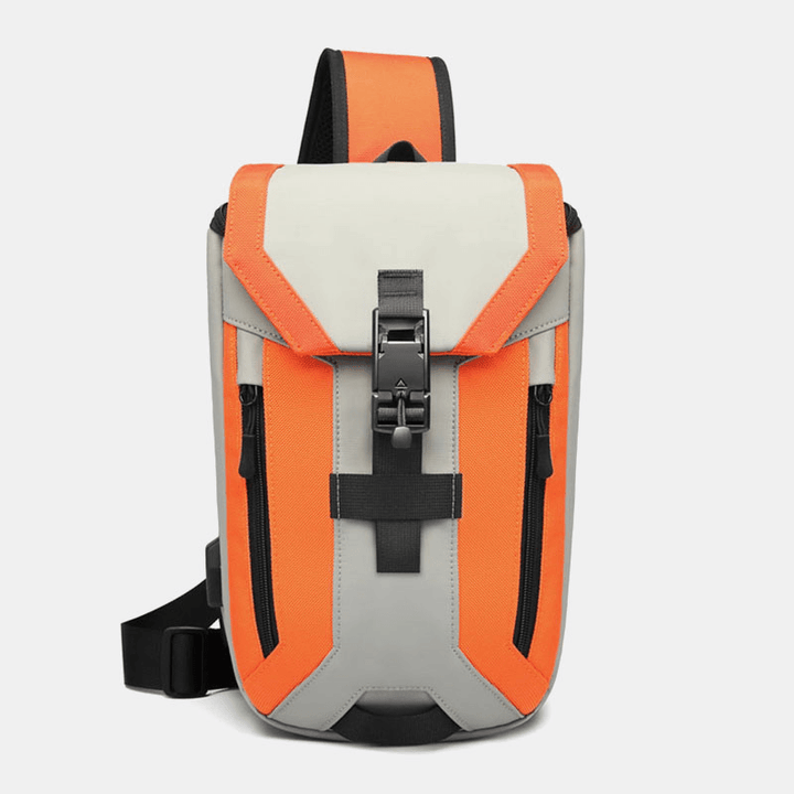 Men Oxford USB Charging Multi-Pocket 3 Card Slots Waterproof Outdoor Crossbody Bag Chest Bag Sling Bag - MRSLM