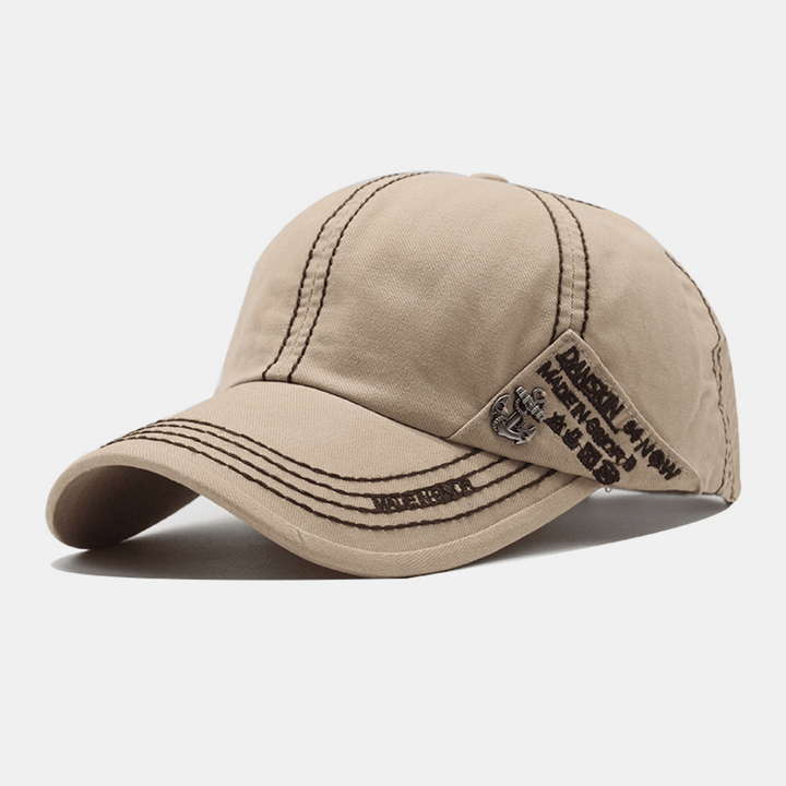 Unisex Metal Boat Anchor Baseball Hats Letter Embroidery Outdoor Suncreen Ivy Cap Stretch Fit Cap - MRSLM