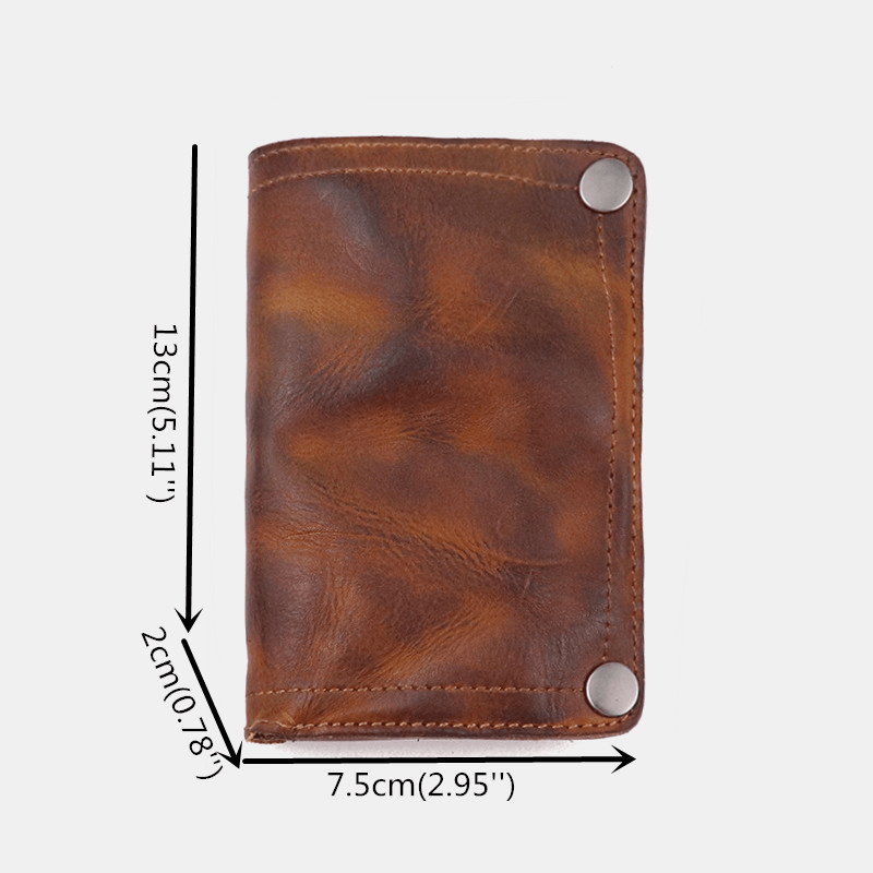 Men Retro Genuine Leather Old 8 Card Slots Card Case Money Clip Wallet - MRSLM