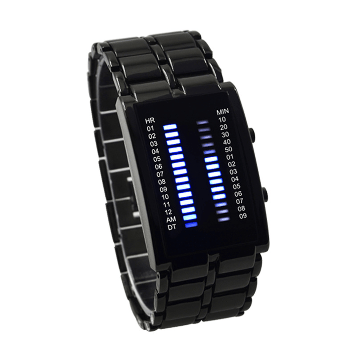 Binary LED Display Men Business Luminous Waterproof Electronic Digital Watches - MRSLM