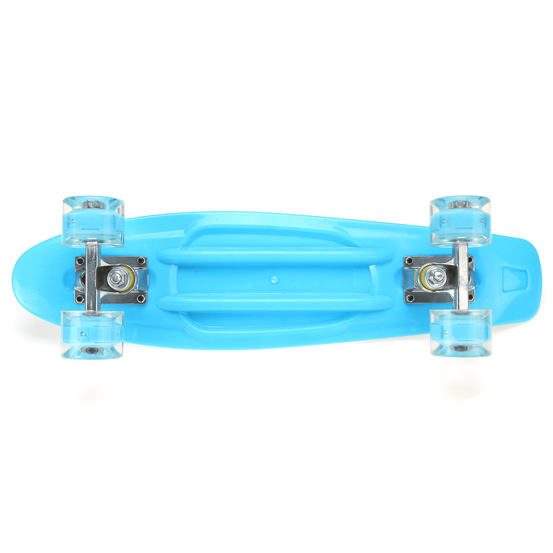 22'' Skateboard with LED Flashing Wheel Small Fish Board Cruiser Streetwalking Skate Board Beginner Kids Boys - MRSLM