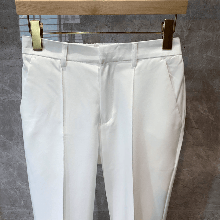 Men'S Casual Cropped Trousers Straight Trousers - MRSLM