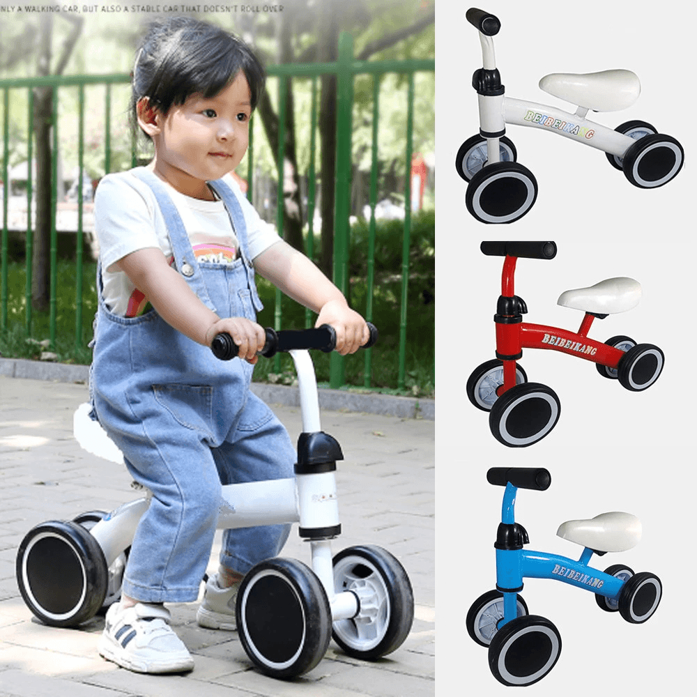 4 Wheel Kids Adjustable Tricycle Baby Toddler Balance Bike Push Scooter Walker Bicycle for Balance Training for 18 Mouths to 2/3/4/5 Year Old Boys&Girls Gifts - MRSLM