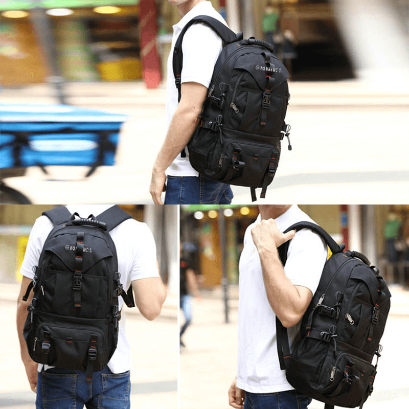 Men Large Capacity Outdoor Waterproof USB Charging Multi-Pocket 14 Inch Laptop Bag Travel Climbing Backpack - MRSLM