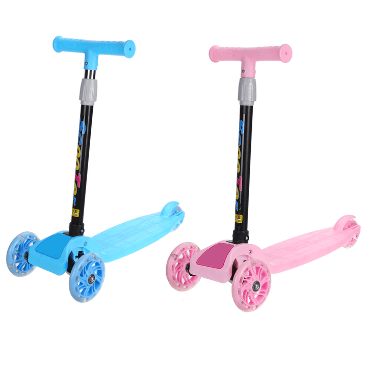 Kids 3 Wheel Foldable Scooters T-Bar Adjustable Riding Kick Scooters LED PU Flashing Wheels Exercise Balance for Kids Birthday - MRSLM