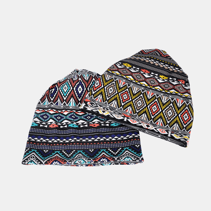 Women Winter Cotton Geometric Pattern Beanie Cap - MRSLM