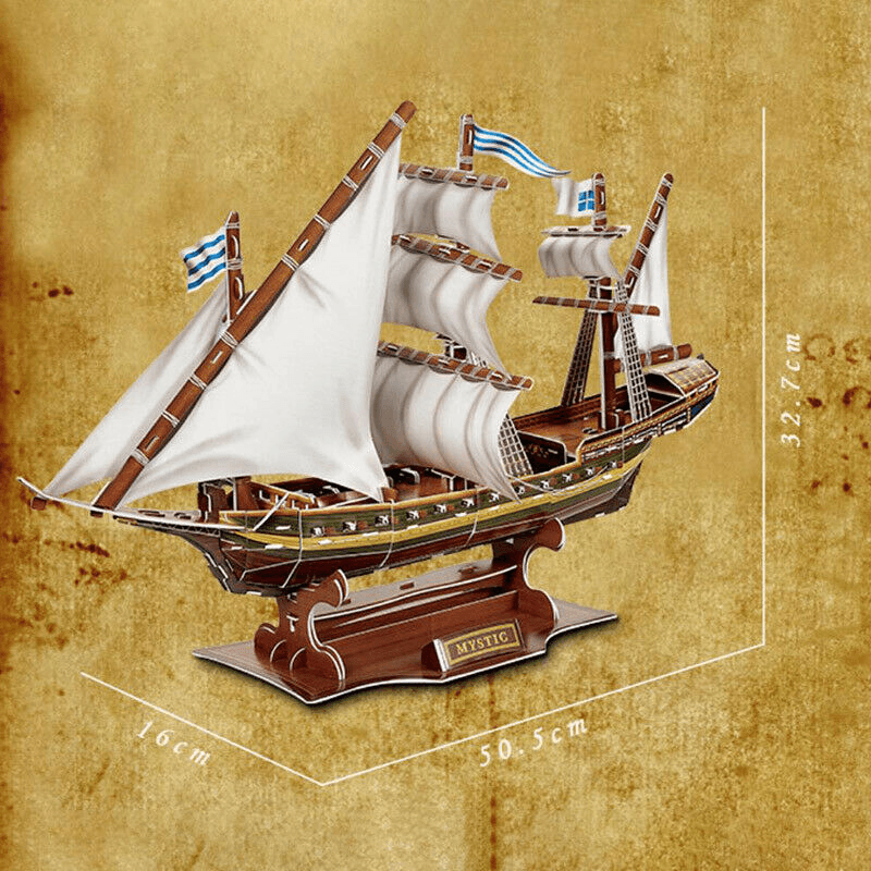 3D Three-Dimensional Puzzle Mystery Pirate Ship Model Children Diy Assembling and Inserting Toys - MRSLM