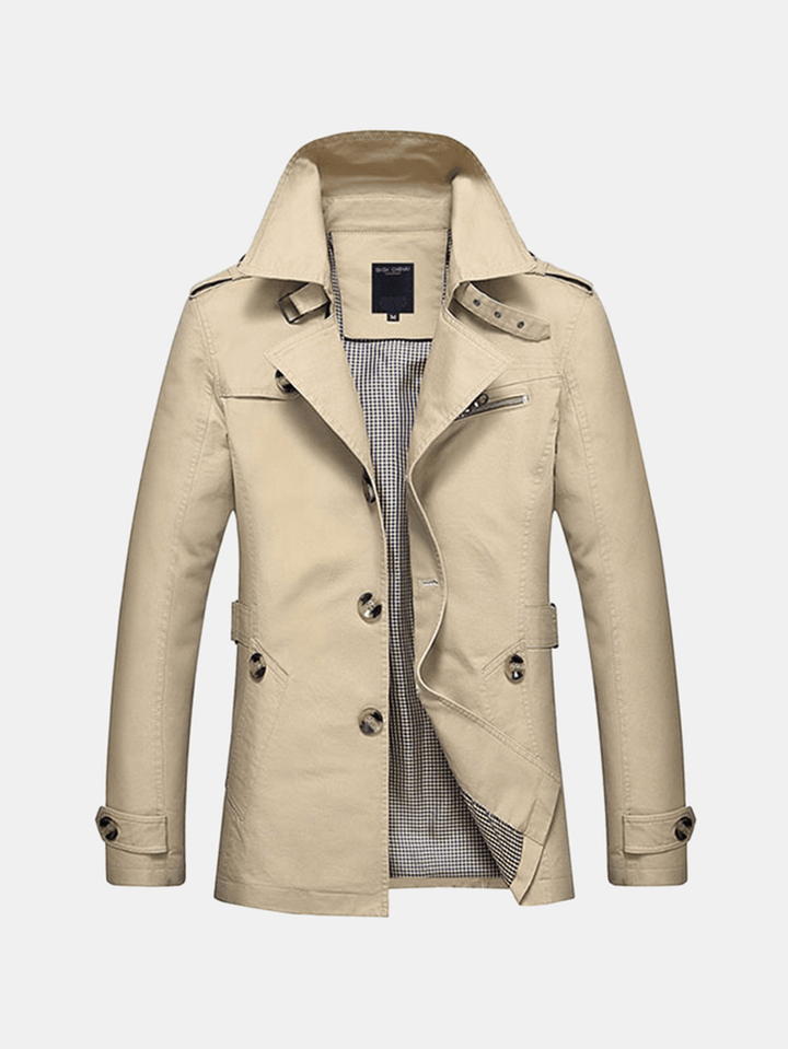 Mens Casual Single-Breasted Trench Coat - MRSLM