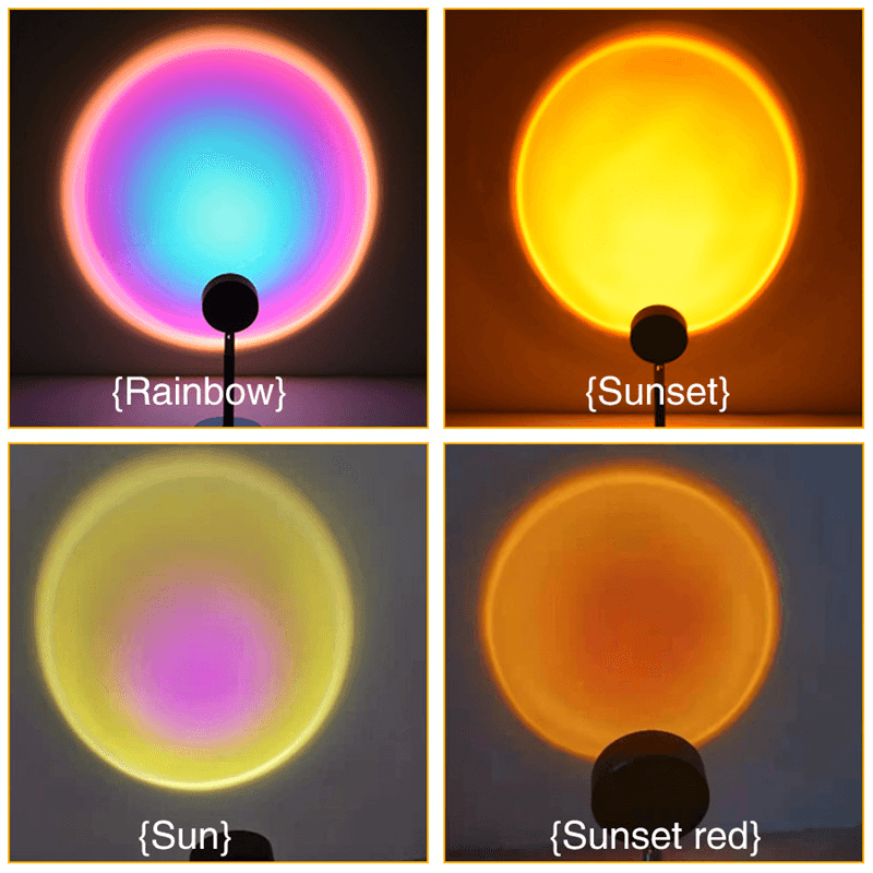 Sunset Lamp Projector LED Rainbow Atmosphere Table Projection Lamp Night Light for Home Bedroom Coffee Shop Wall Decoration - MRSLM