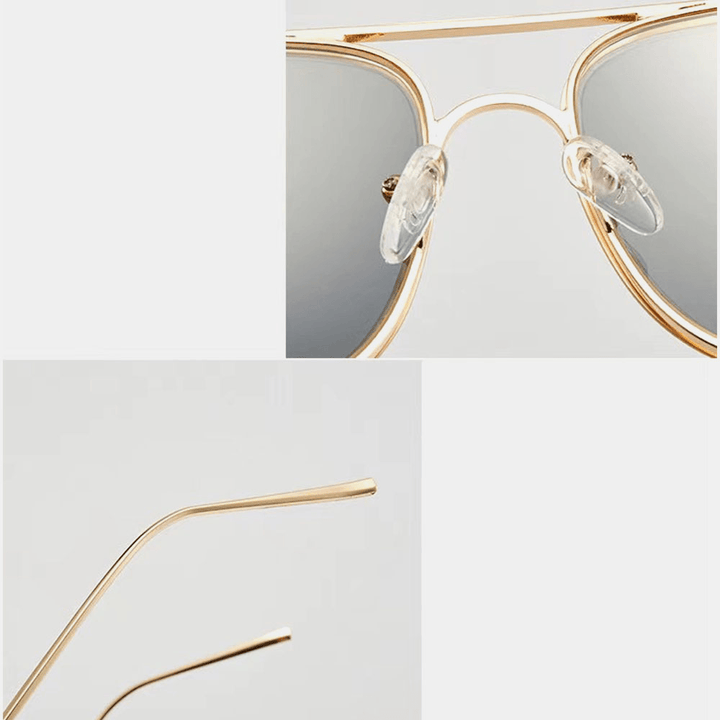 Unisex Gradient Big Frame Double Bridge UV Protection Fashion Sunglasses - MRSLM