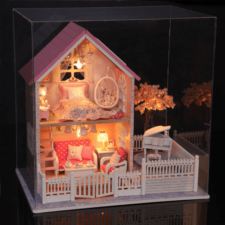 Cuteroom DIY Transparent Display Box Dust-Proof Cover Dollhouse Pink Cherry - MRSLM