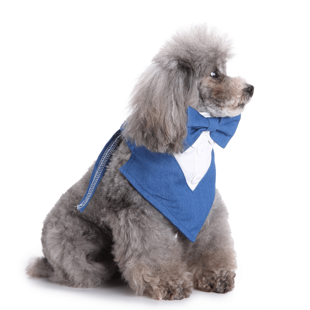 Formal Dog Tuxedo Dog Bandana with Bow Tie and Neck Ties Designs - MRSLM