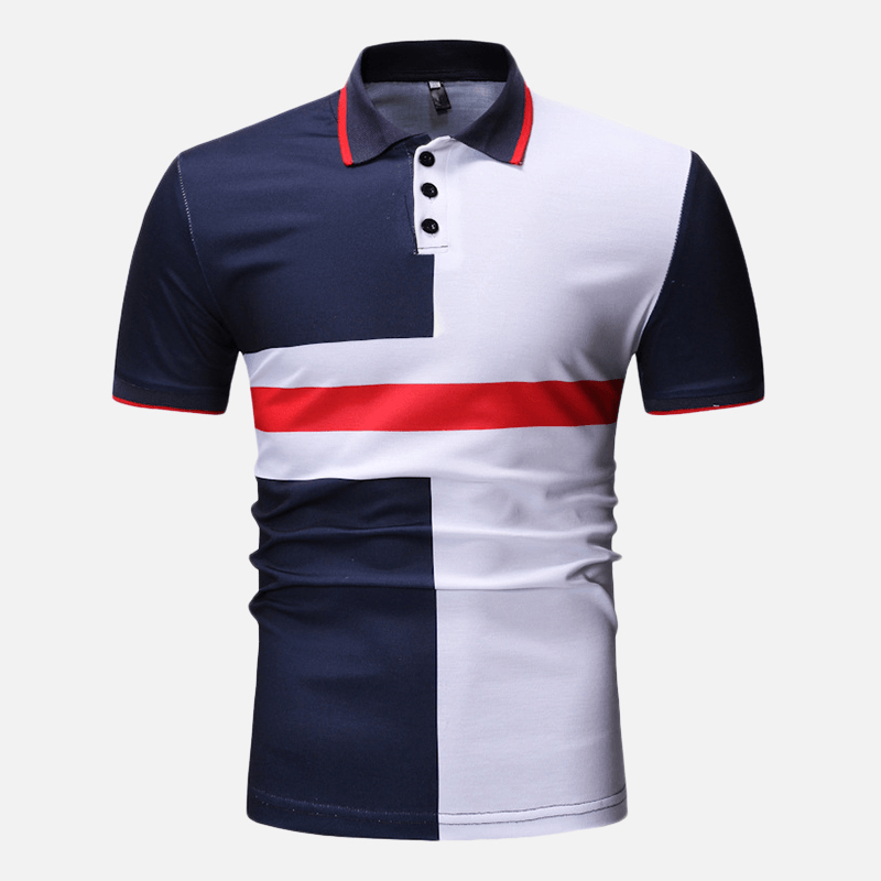 Men Color Block Muscle Fit Short Sleeve Golf Shirt - MRSLM