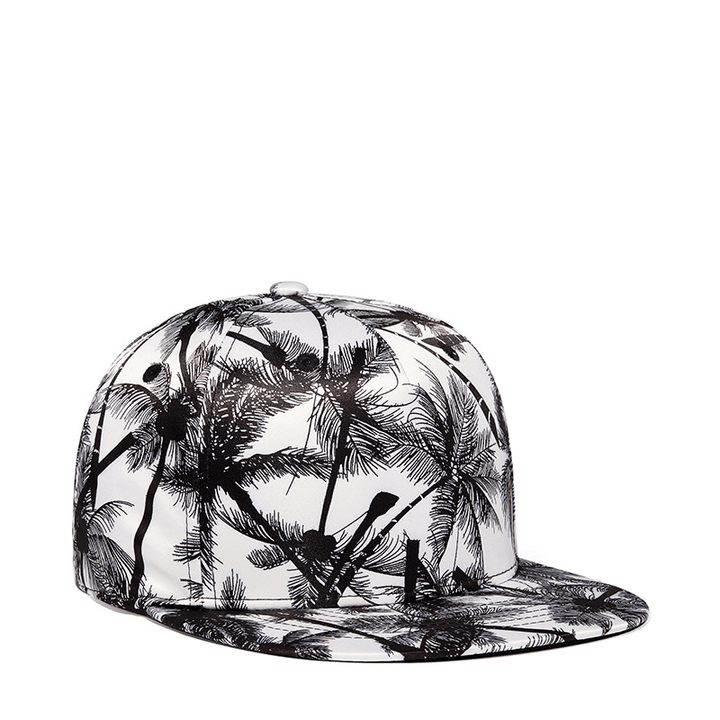 Coconut Tree Pattern Printing Trendy Men'S and Women'S Flat Brim Hat - MRSLM