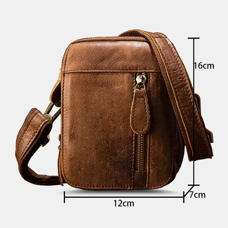 Ekphero Men Multi-Pocket Large Capacity Belt Bag Crossbody Shoulder Bags Retro Casual 6.5 Inch Phone Bag - MRSLM