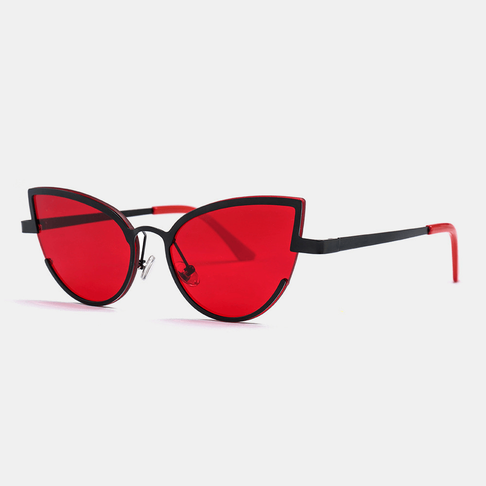 Unisex Metal Cat-Eye Small Frame Colorful Lens Anti-Uv Sunglasses - MRSLM