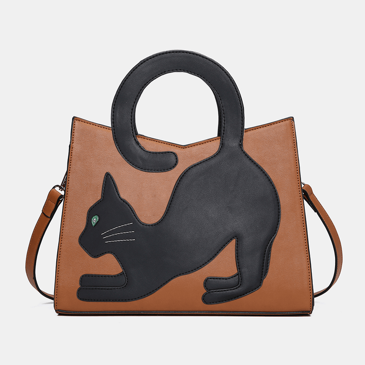 Women Fashion Cute Cat Pattern Patchwork Handbag - MRSLM