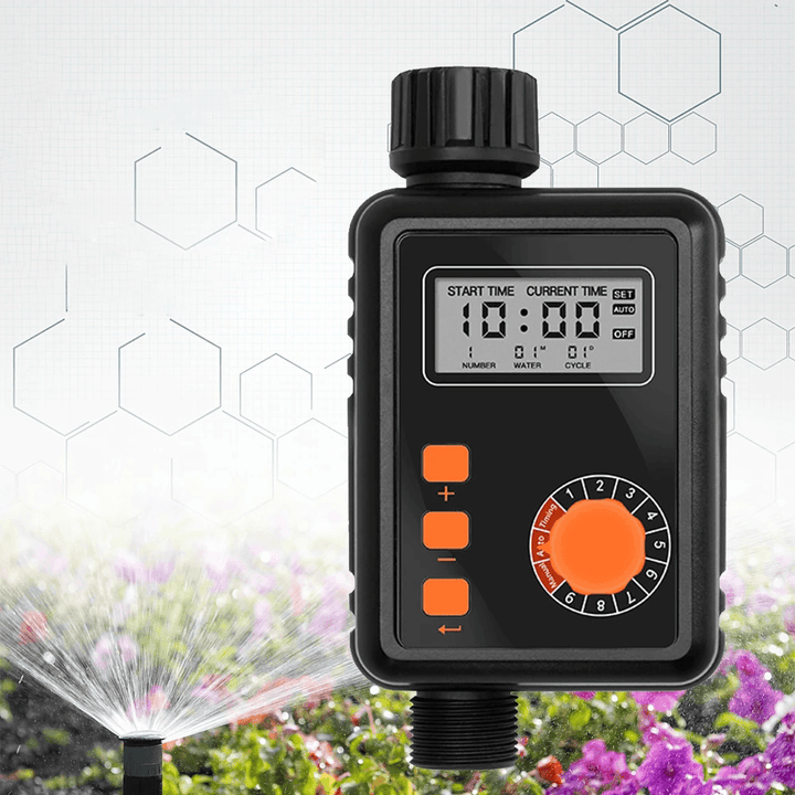 Automatic Watering Timer Irrigation Regulator with LCD Screen Sprinkler Controller 9 Separate Timing Programs - MRSLM