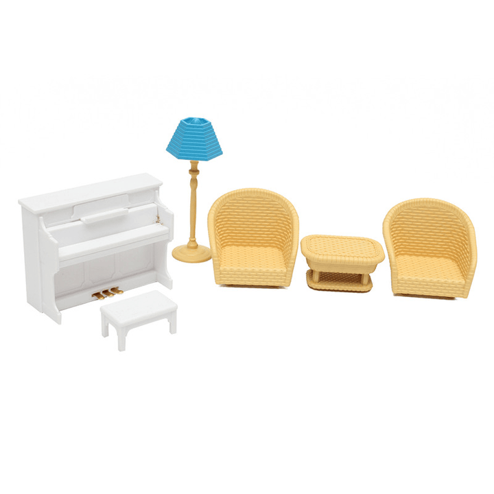 Dollhouse Sofa Piano Table Miniature Furniture Sets for Sylvanian Family Accessories Kids Gift Toys - MRSLM