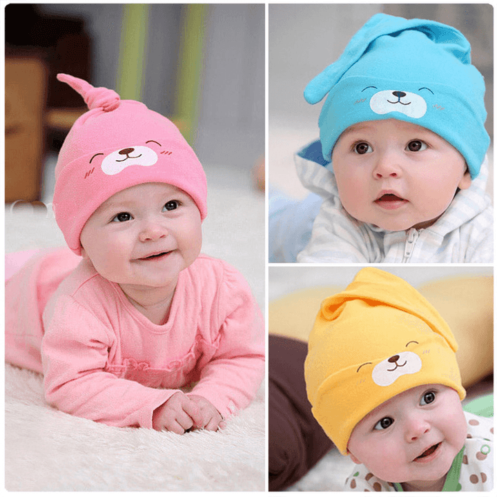 Baby Soft Cotton Sleeping Cap New Children'S Hat Cartoon Bear - MRSLM