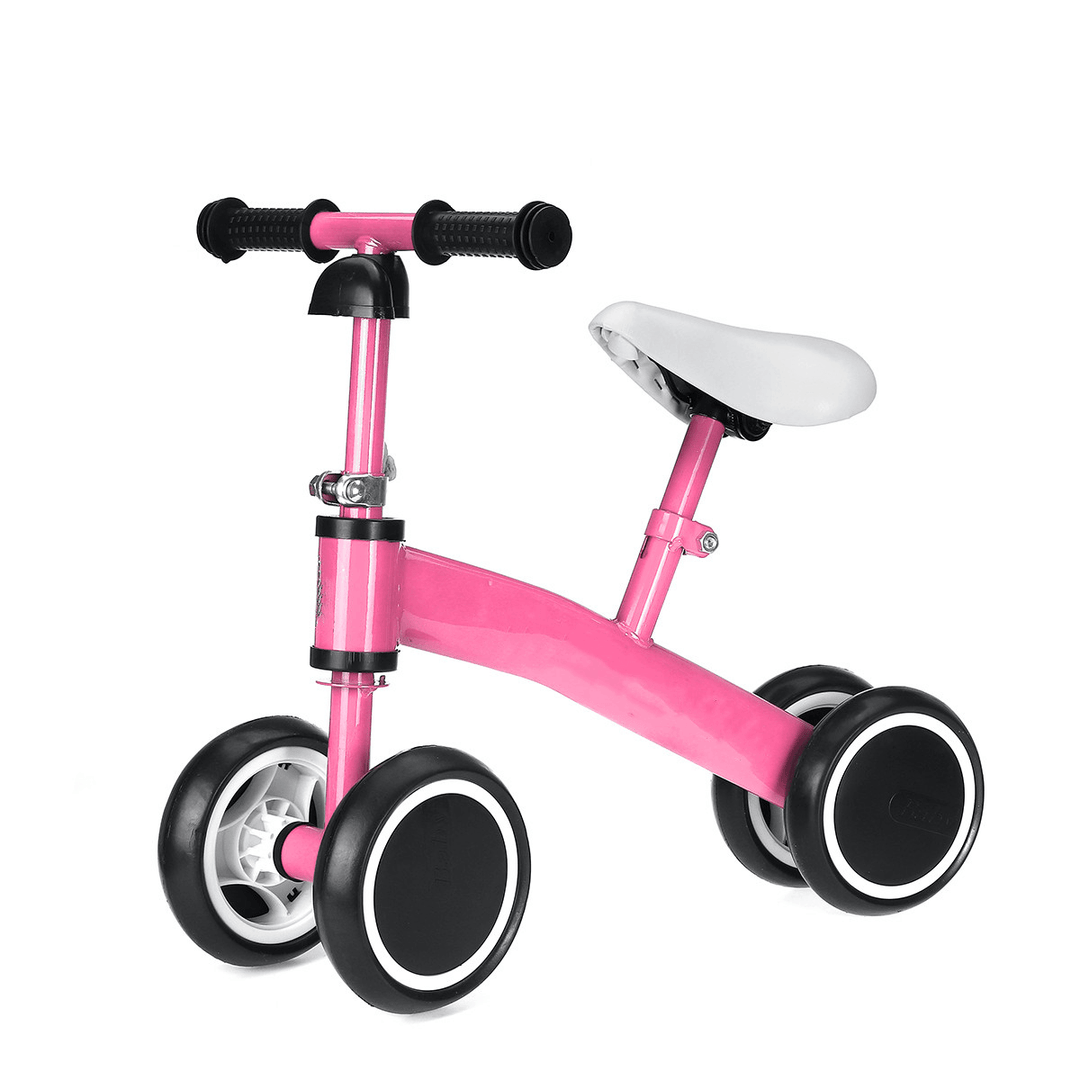 Baby Balance Bike 4 Wheels No Pedal Design Bicycle with Adjustable Seat Height Kids Training Walking Tricycle for 1-3 Years Old - MRSLM