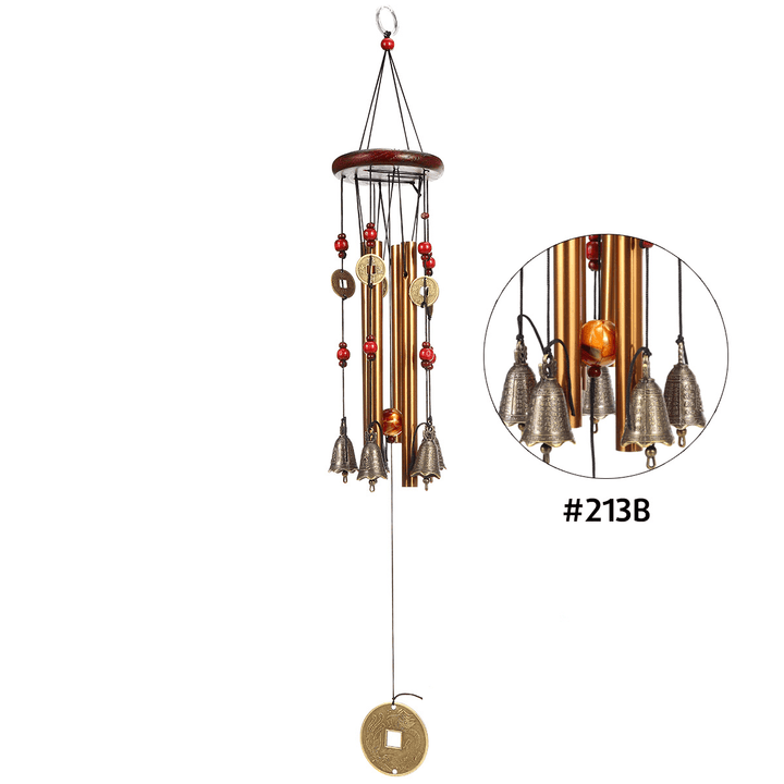 Solid Wood Bronze Wind Chimes Hanging Ornament Yard Garden Decor Gift - MRSLM