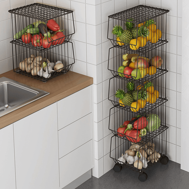 Mobile Shelf Trolley Rack Narrow Space Shelving Rolling Pantry Shelves for Kitchen Holder Storage Organizer Shelf - MRSLM