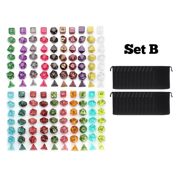 140Pcs/280Pcs Polyhedral Dices for Dungeons & Dragons Desktop Games with Storage Bags - MRSLM