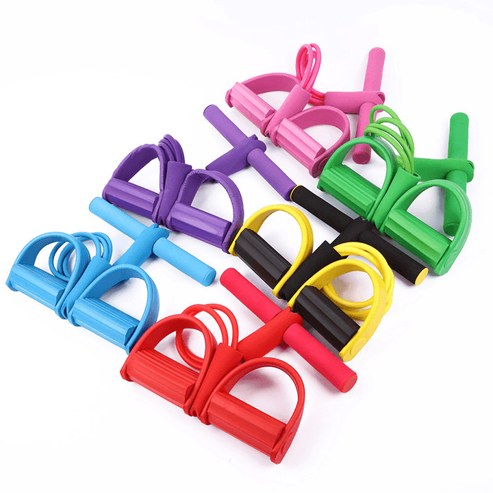 Sit-Up Pull Rope Resistance Loop Exercise Tools Bands with Handles Elastic Rubber Puller Fitness Equipment for Home Working Out Stretching - MRSLM