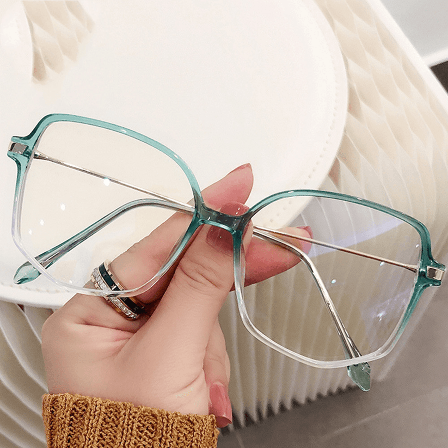 Anti-Blue Light Flat Mirror Ladies Retro Big Frame Glasses Frame - MRSLM