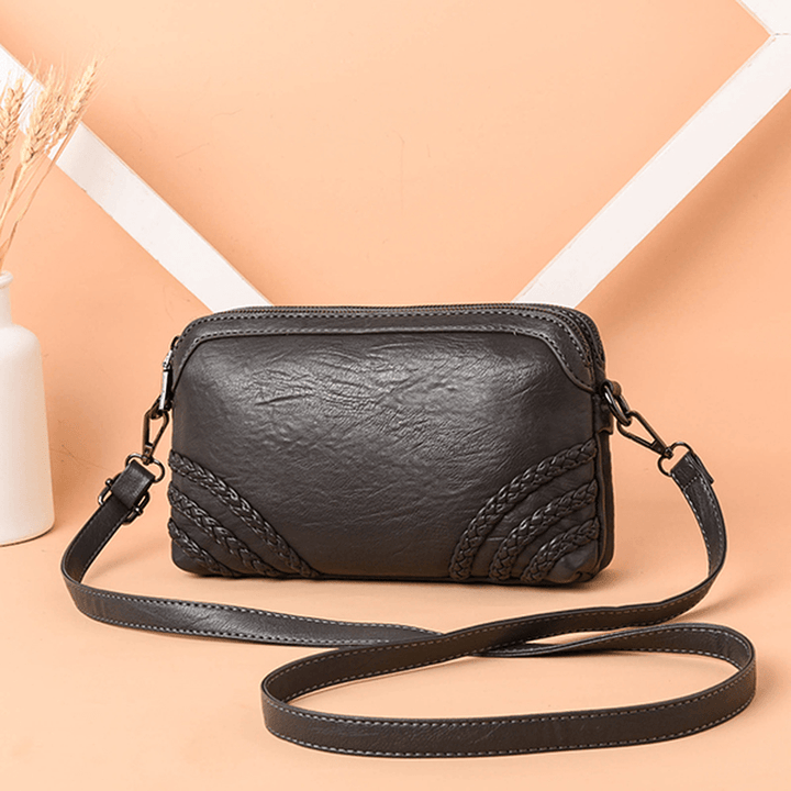 Women Vintage Soft Faux Leather Crossbody Bag - MRSLM