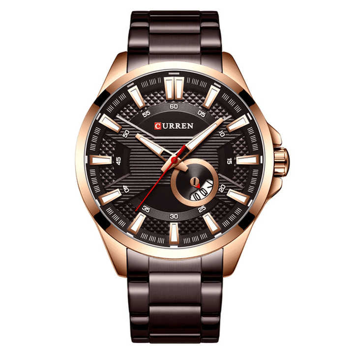 CURREN 8372 Calendar Luminous Display Men Wrist Watch Full Steel Quartz Watch - MRSLM